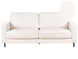 3 Seater Sofa White Boucle Retro Living Room Accent Chair Black Legs Track Arm Beliani