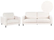 Sofa Set White Boucle Polyester 3 Seater Sofa Armchair Retro Living Room Design Beliani