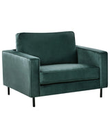 Armchair Dark Green Velvet Fabric Minimalistic Living Room Accent Chair Black Legs Track Arm Beliani
