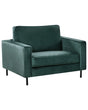 Armchair Dark Green Velvet Fabric Minimalistic Living Room Accent Chair Black Legs Track Arm Beliani