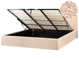 Bed Frame Beige Boucle EU Super King Size 6ft Lift Up Storage with Headboard Beliani