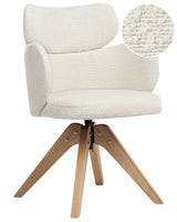 Swivel Dining Chair Light Beige Boucle Curved Backrest Scnadinavian Style Beliani