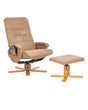 Recliner Armchair Light Brown with Footrest Faux Leather Upholstered Wooden Frame Swivel Adjustable Heating Massage Function Retro Design Beliani