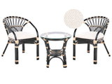 Bistro Set Black Rattan Handmade Indoor Outdoor 2 Chairs and Bistro Table Balcony Set Beliani