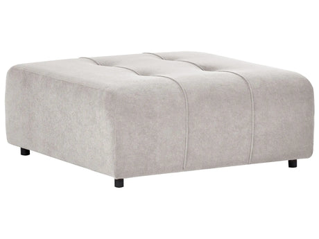 Ottoman Light Grey Polyester Upholstered Modular Sofa Element Square Footstool Black Legs Modern Style Beliani