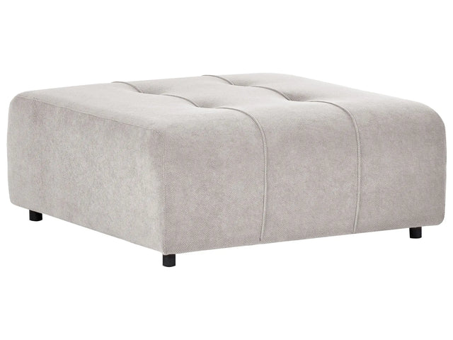 Ottoman Light Grey Polyester Upholstered Modular Sofa Element Square Footstool Black Legs Modern Style Beliani