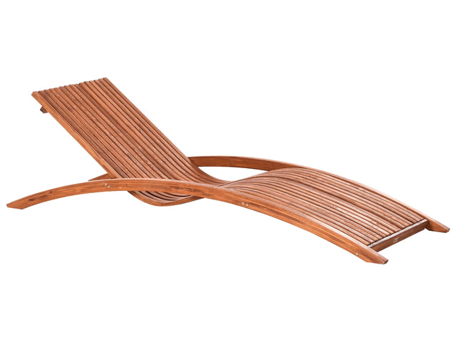 Sun Lounger Brown Larch Wood with a Profiled Seat Outdoor Furniture Beliani