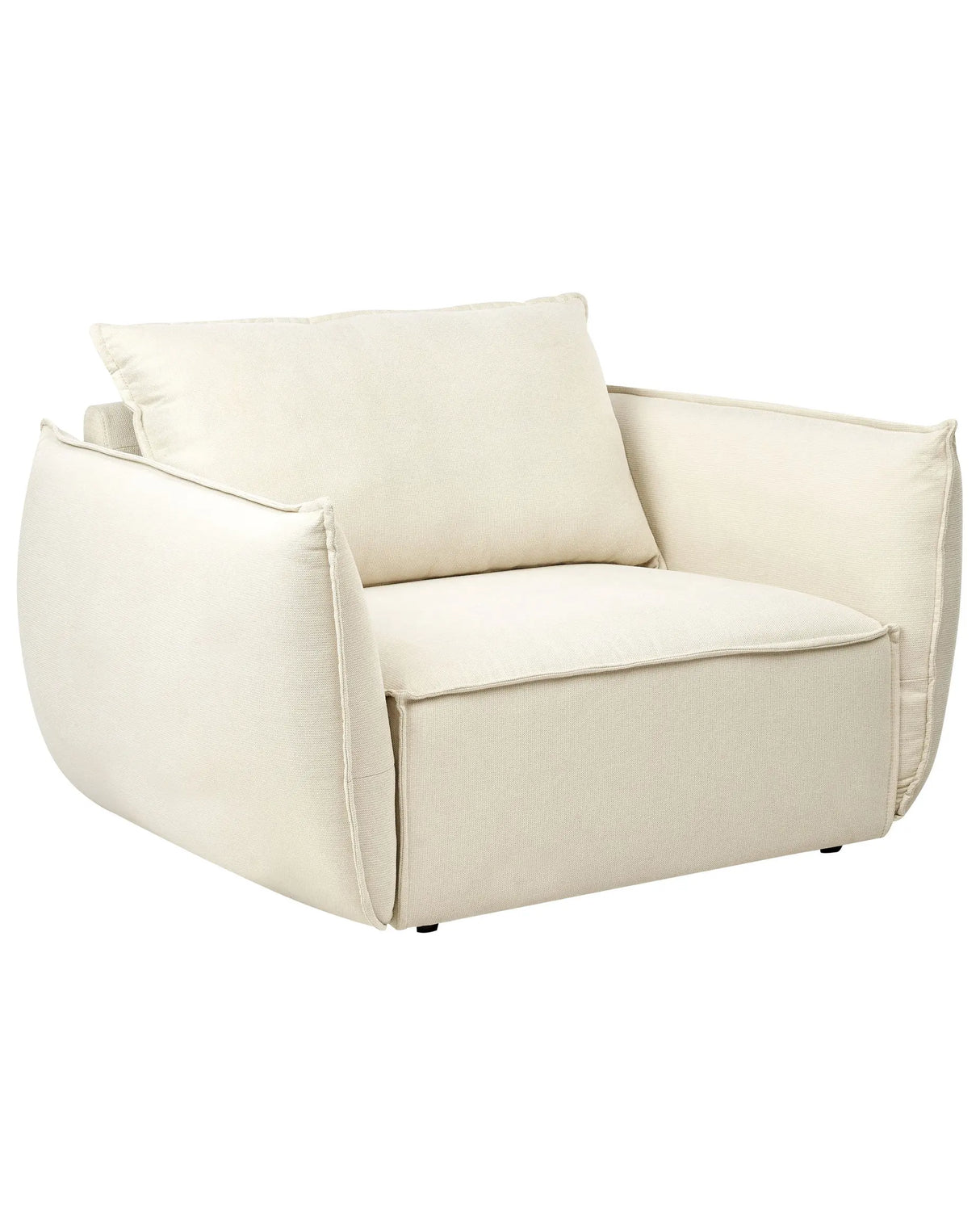 Armchair Light Beige Fabric Upholstery Low Profile Deep Wide Seat Cushioned Bakcrest Modern Cosy Beliani