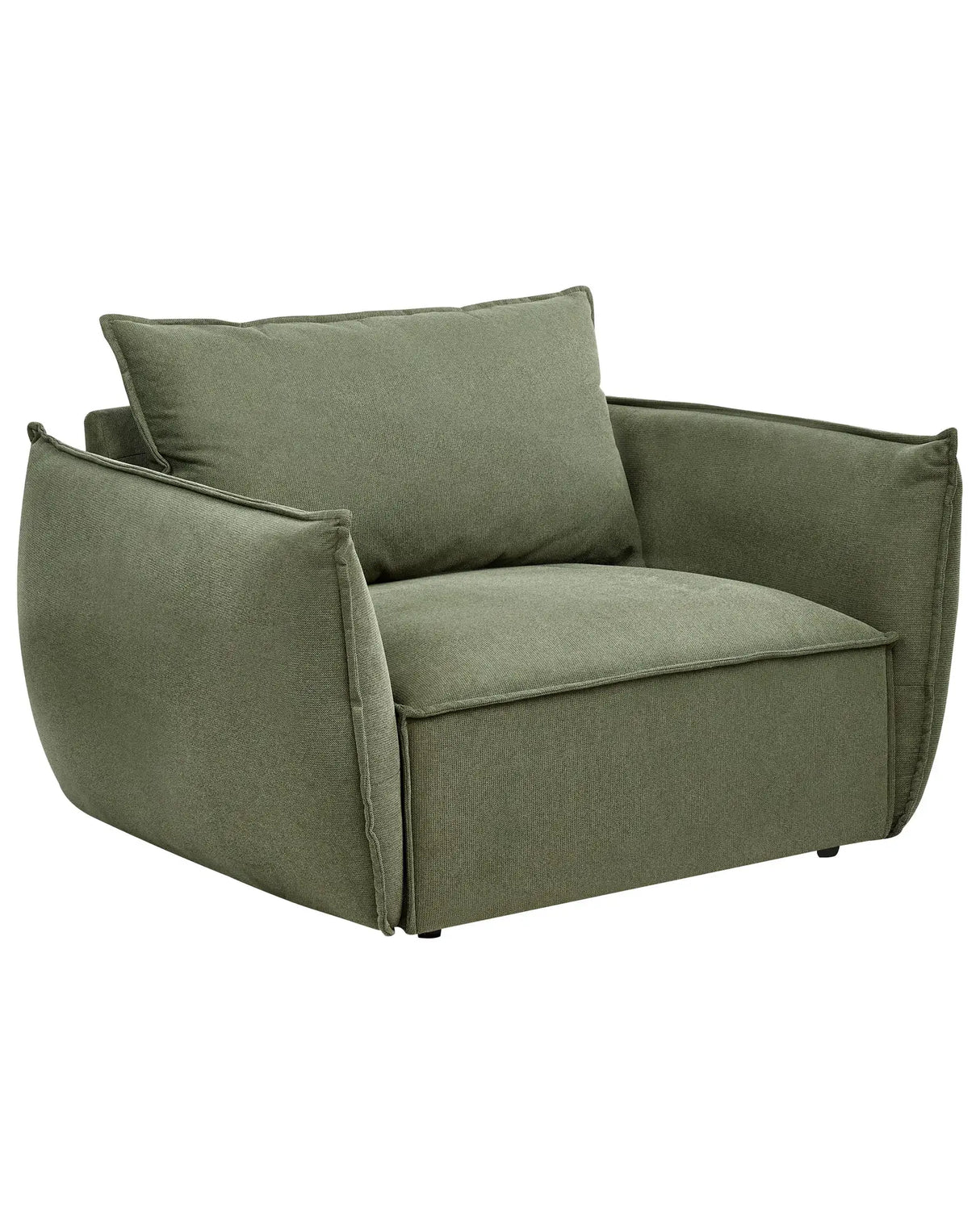 Armchair Green Fabric Upholstery Low Profile Deep Wide Seat Cushioned Backrest Modern Cosy Beliani
