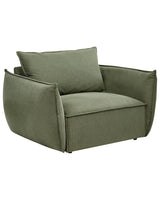 Armchair Green Fabric Upholstery Low Profile Deep Wide Seat Cushioned Backrest Modern Cosy Beliani