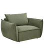 Armchair Green Fabric Upholstery Low Profile Deep Wide Seat Cushioned Backrest Modern Cosy Beliani
