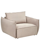 Armchair Taupe Fabric Upholstery Low Profile Deep Wide Seat Cushioned Bakcrest Modern Cosy Beliani
