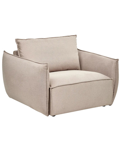 Armchair Taupe Fabric Upholstery Low Profile Deep Wide Seat Cushioned Bakcrest Modern Cosy Beliani
