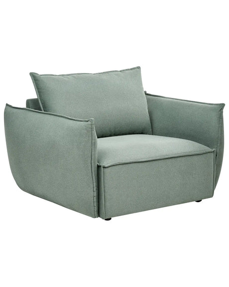 Armchair Light Green Fabric Upholstery Low Profile Deep Wide Seat Cushioned Bakcrest Modern Cosy Beliani