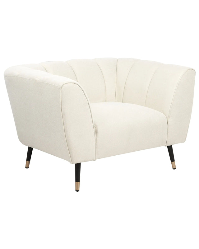 Armchair Light Beige Fabric Upholstery Deep Wide Seat Low Backrest Modern Cosy Beliani