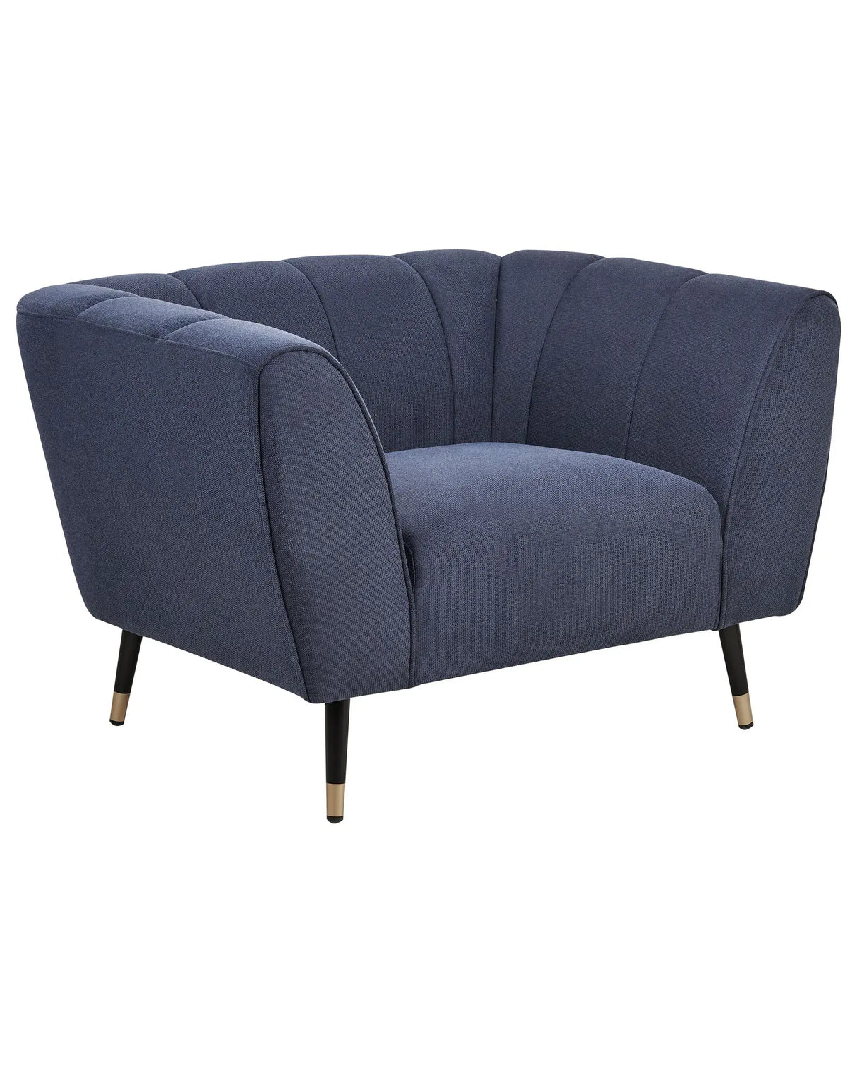 Armchair Dark Blue Fabric Upholstery Deep Wide Seat Low Bakcrest Modern Cosy Beliani