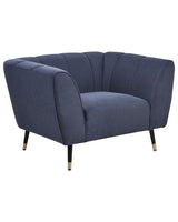 Armchair Dark Blue Fabric Upholstery Deep Wide Seat Low Bakcrest Modern Cosy Beliani