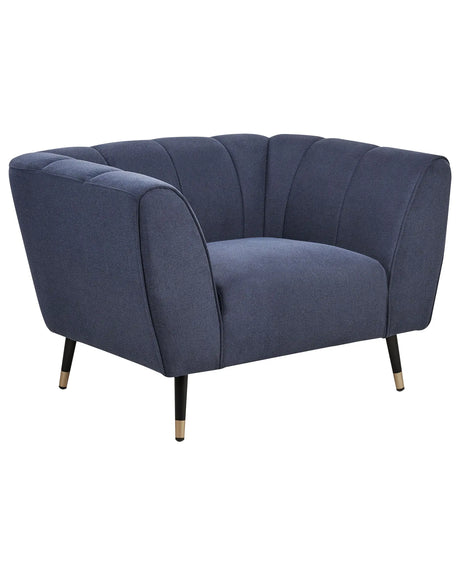 Armchair Dark Blue Fabric Upholstery Deep Wide Seat Low Bakcrest Modern Cosy Beliani
