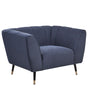 Armchair Dark Blue Fabric Upholstery Deep Wide Seat Low Bakcrest Modern Cosy Beliani