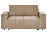 2 Seater Sofa Brown Fabric Upholstery with Storage Thickly Padded Modern Style Living Room Furniture Beliani