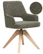 Swivel Dining Chair Green Boucle Curved Backrest Scnadinavian Style Beliani