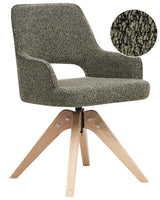 Swivel Dining Chair Green Boucle Curved Backrest Scnadinavian Style Beliani