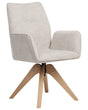 Swivel Dining Chair Light Beige Linen High Backrest Scandinavian Style Beliani