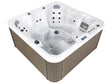 Hot Tub White Acrylic 200 x 200 cm 33 Jets Brown Exterior Panels with LED Heating Beliani