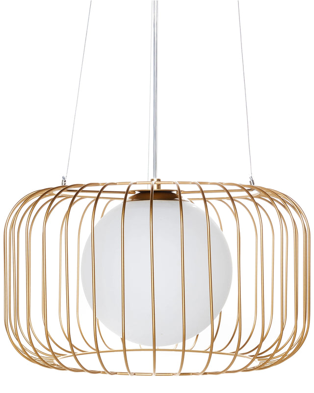 1-Light Pendant Ceiling Gold Metal Iron Shade Cage Wire Industrial Style Living Room Bedroom Beliani