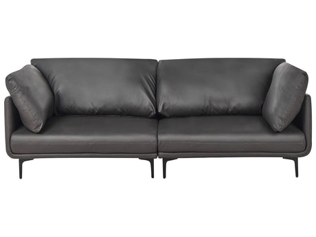 3 Seater Sofa Black Vegan Leather Polyester Industrial Modern Beliani