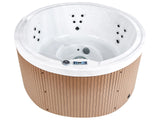 Hot Tub White Acrylic 198 cm 22 Jets Brown Round Exterior Panels with LED Heating Beliani