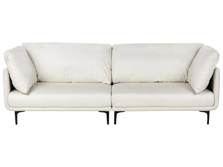 3 Seater Sofa Off White Vegan Leather Polyester Industrial Modern Beliani