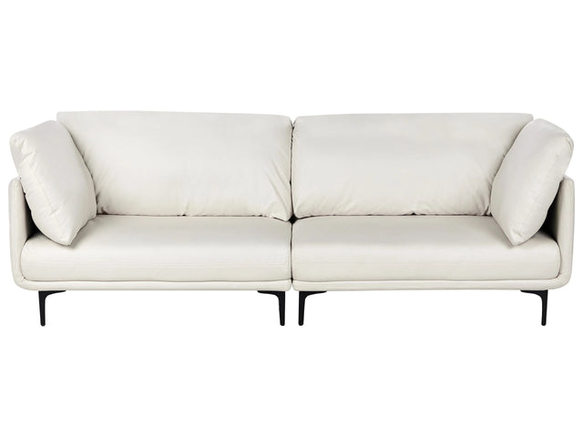 3 Seater Sofa Off White Vegan Leather Polyester Industrial Modern Beliani