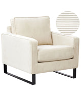 Armchair Light Beige Corduroy Sled Black Legs Modern Living Room Beliani