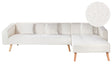 Corner Sofa Bed with 3 Pillows Off-White Boucle Upholstery Light Wood Legs Reclining Left Hand Chaise Longue 4 Seater Beliani