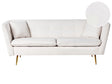 3 Seater Sofa Off-White Boucle Fabric Upholstery Button Tufted with Gold Legs Beliani