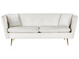 3 Seater Sofa Off-White Velvet Fabric Upholstery Button Tufted with Gold Legs Beliani