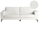 Sofa Off-White Boucle Fabric Upholstered 3 Seater with Track Arms Black Metal Legs Modern Living Room Beliani