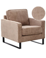 Armchair Beige Corduroy Sled Black Legs Modern Living Room Beliani