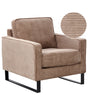 Armchair Beige Corduroy Sled Black Legs Modern Living Room Beliani