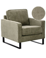 Armchair Green Corduroy Sled Black Legs Modern Living Room Beliani