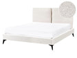 EU Double Size Panel Bed Off White Boucle Fabric 4ft6 Slatted Base with Padded Headboard Upholstered Modern Design Beliani