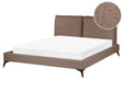 EU King Size Panel Bed Brown Boucle Fabric 5ft3 Slatted Base with Padded Headboard Upholstered Modern Design Beliani