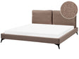 EU Super King Size Panel Bed Brown Boucle Fabric 6ft Slatted Base with Padded Headboard Upholstered Modern Design Beliani