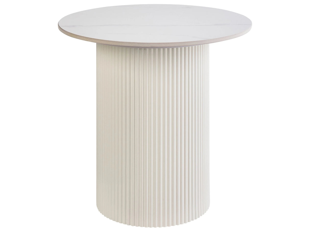 Side Table Light Beige Sintered Stone Top Metal Base  50 cm Natural Look Modern Design Living Room Beliani