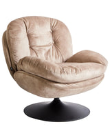 Swivel Armchair Sand Beige Velvet Single Base with Padded Seat Button Tufted Beliani