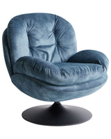 Swivel Armchair Dark Blue Velvet Single Base with Padded Seat Button Tufted Beliani