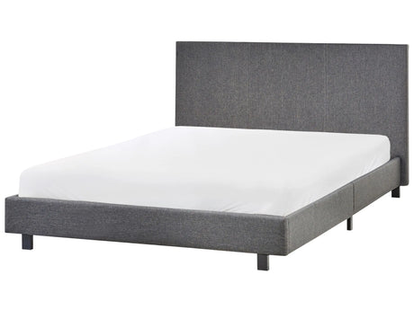 EU Double Size 4ft6 Waterbed Grey Fabric Upholstered with Mattress Headrest Modern Design Beliani