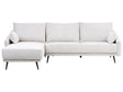 Corner Sofa Off White Fabric Right Hand L-Shaped 3 Seater with Chaise Longue Metal Legs Modern Living Room Beliani