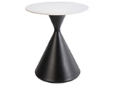 Side Table White Sintered Stone Top Black Metal Base  50 cm Natural Look Modern Design Living Room Beliani